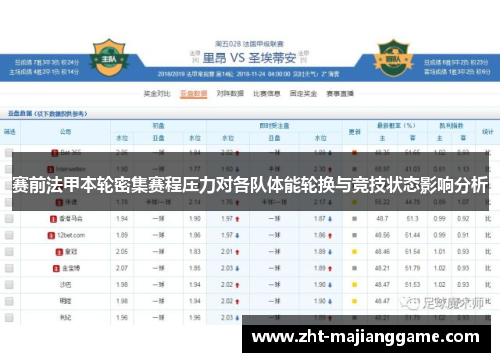 赛前法甲本轮密集赛程压力对各队体能轮换与竞技状态影响分析